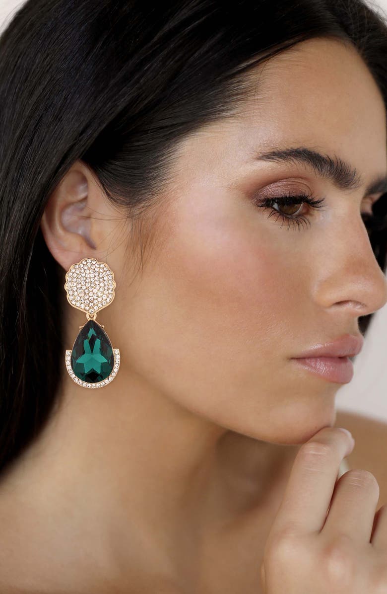Ettika Pavé Statement Earrings, Alternate, color, Green