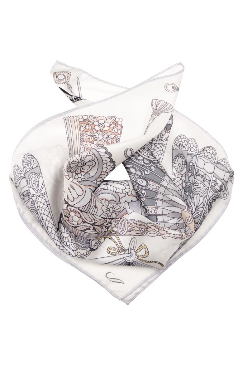 Venetian Fan - Silk Bandana, Alternate, color, Silver