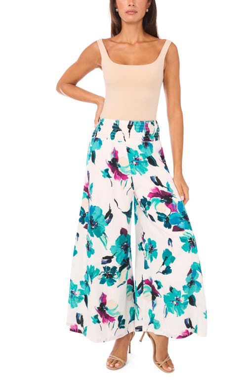 Vince Camuto Floral Wide Leg Pull-on Pants In Multi