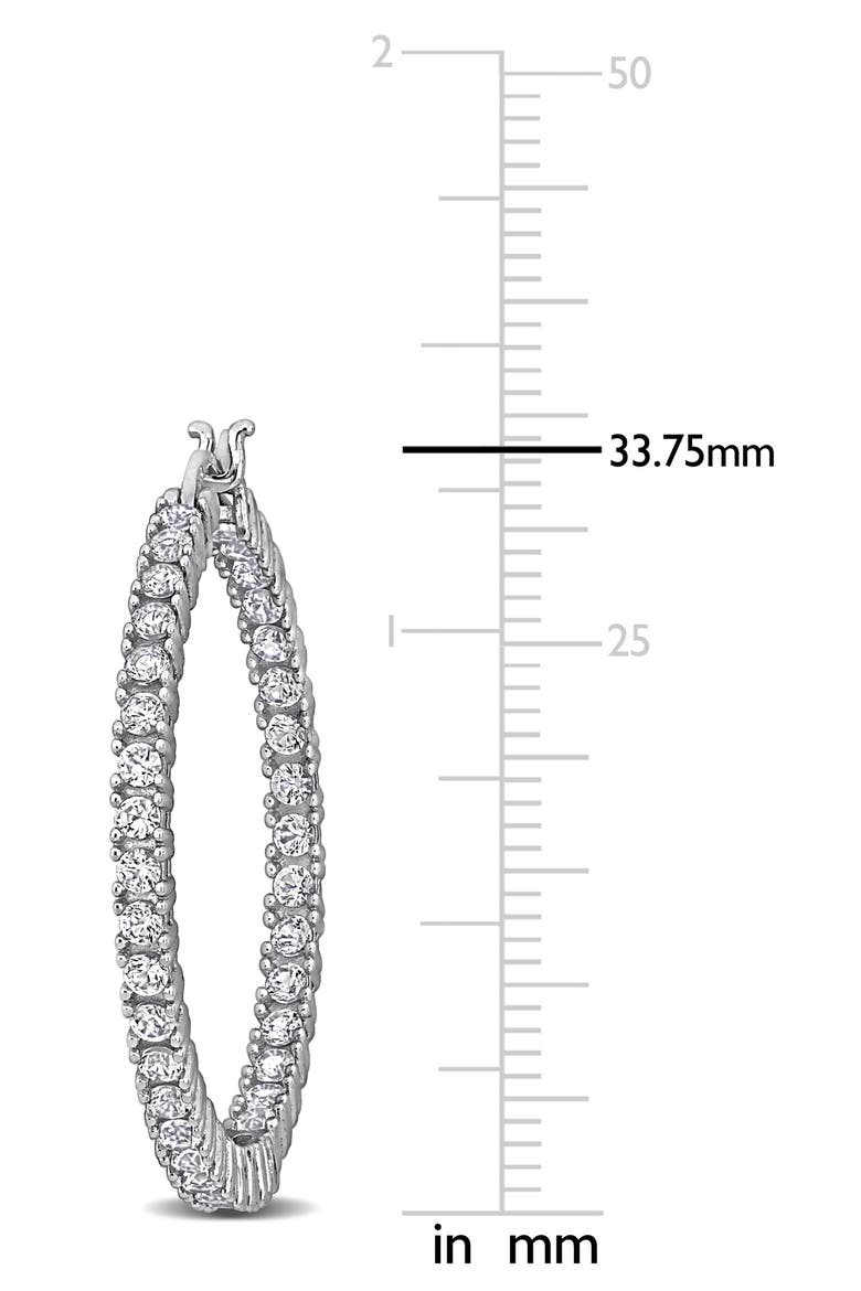 Lab-Created White Sapphire Hoop Earrings, Alternate, color, WHITE