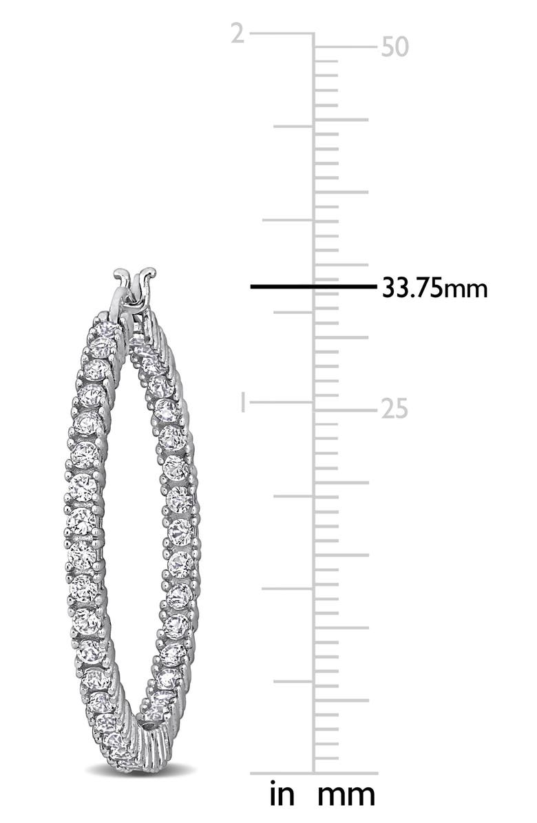 DELMAR Lab-Created White Sapphire Hoop Earrings, Alternate, color, White