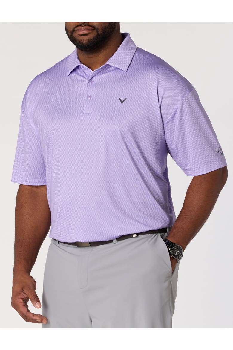 Big & Tall Geometric Heather Print Patterned Polo Shirt, Main, color, SAND VERBENA