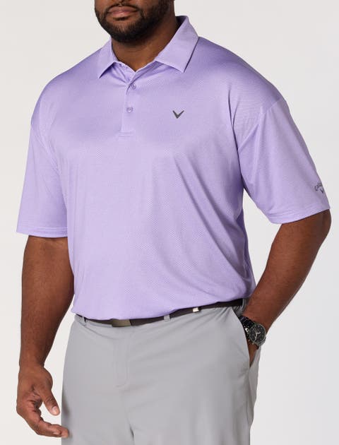 Big & Tall Geometric Heather Print Patterned Polo Shirt