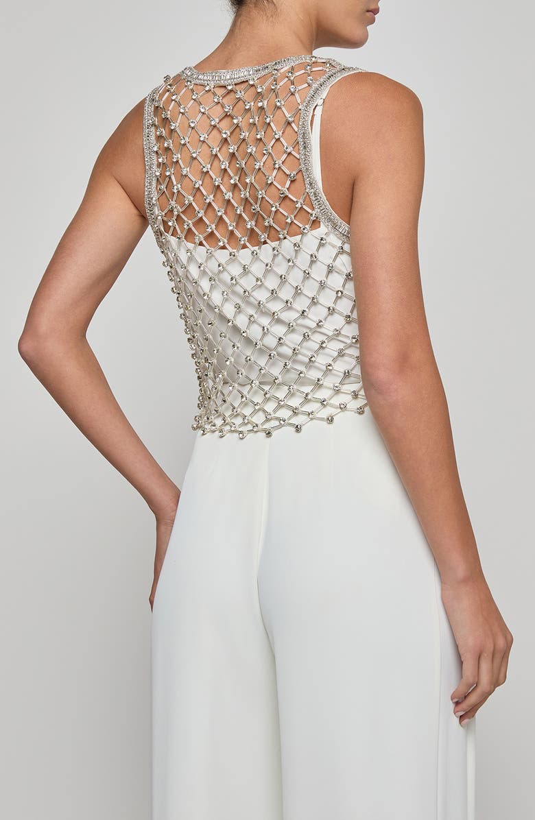 L'AGENCE Freia Sheer Net Crystal Embellished Crop Tank, Alternate, color, Clear Crystal Netting