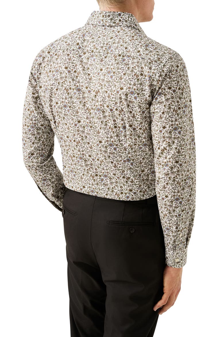 Slim Fit Floral Cotton Dress Shirt, Alternate, color, MEDIUM BROWN