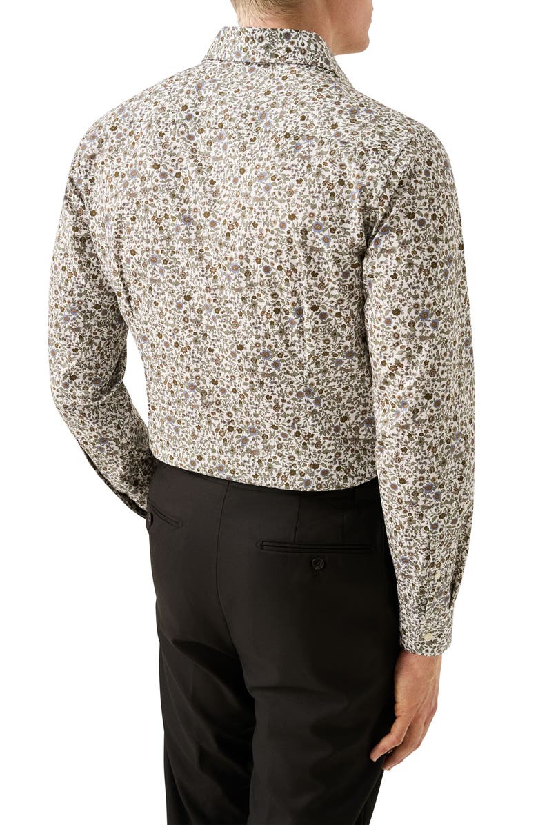 Eton Slim Fit Floral Cotton Dress Shirt, Alternate, color, Medium Brown