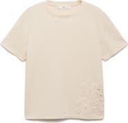 MANGO Floral Embroidered Cotton T-Shirt