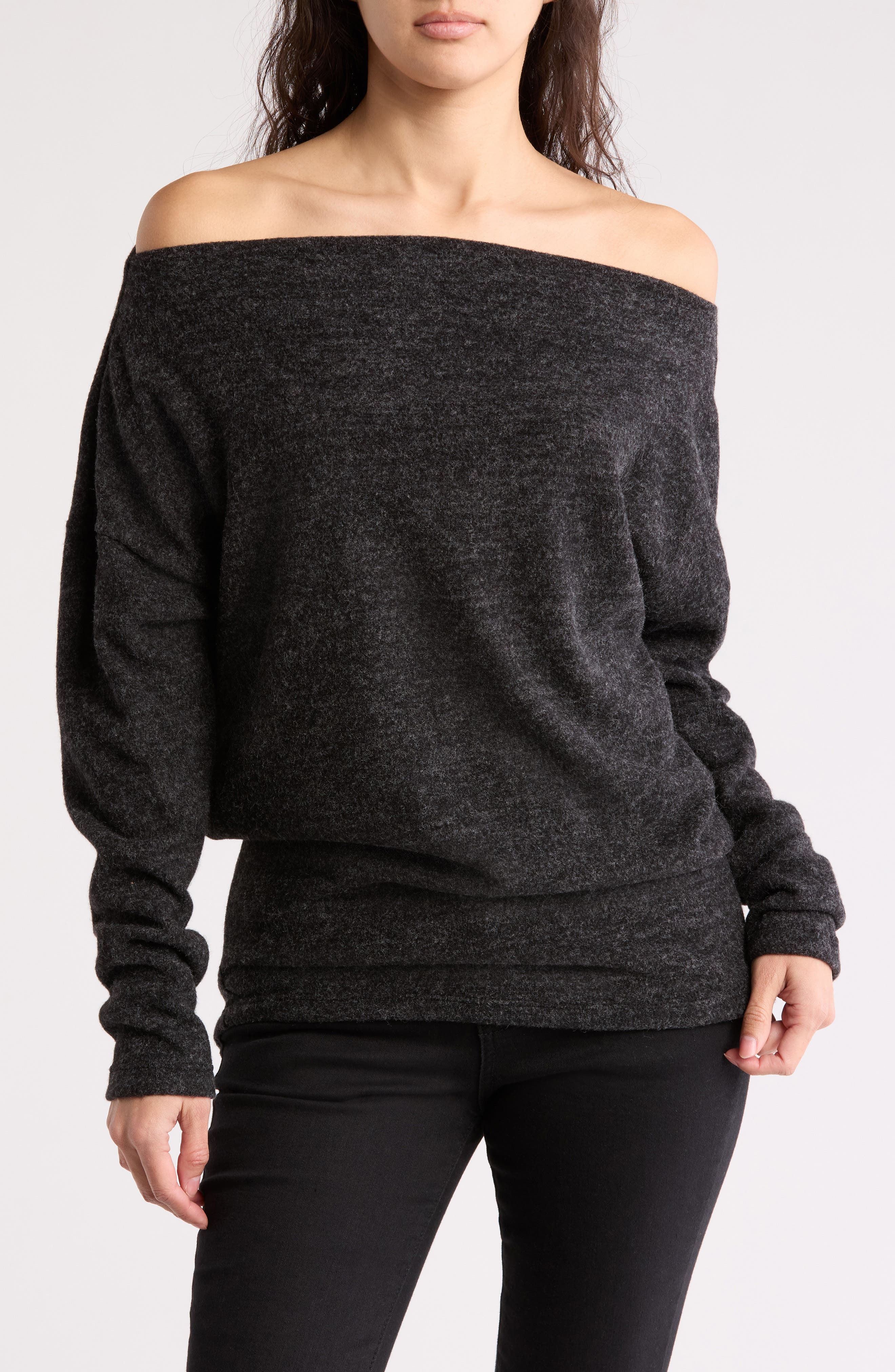 Renee C Brushed Knit Off-the-Shoulder Sweater