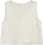 LESET Barb Sleeveless Crop Satin Top