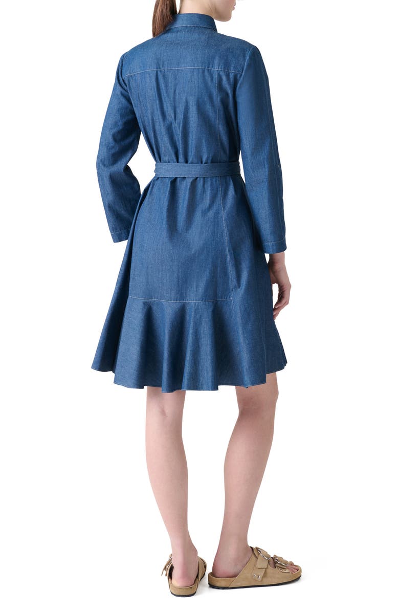 Akris punto Belted Denim Shirtdress, Alternate, color, Medium Blue Denim