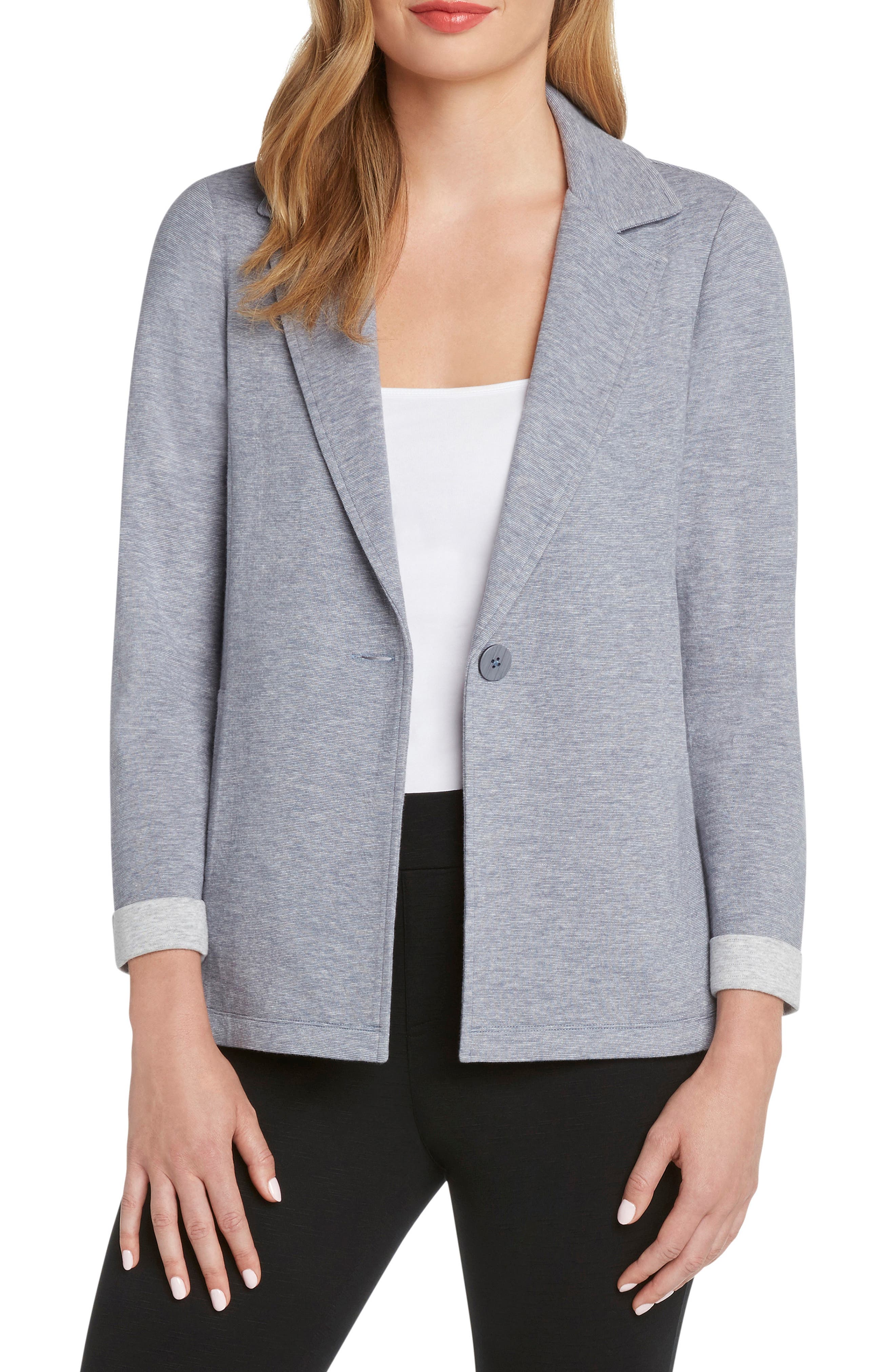 matty m. Notched Collar Knit Blazer