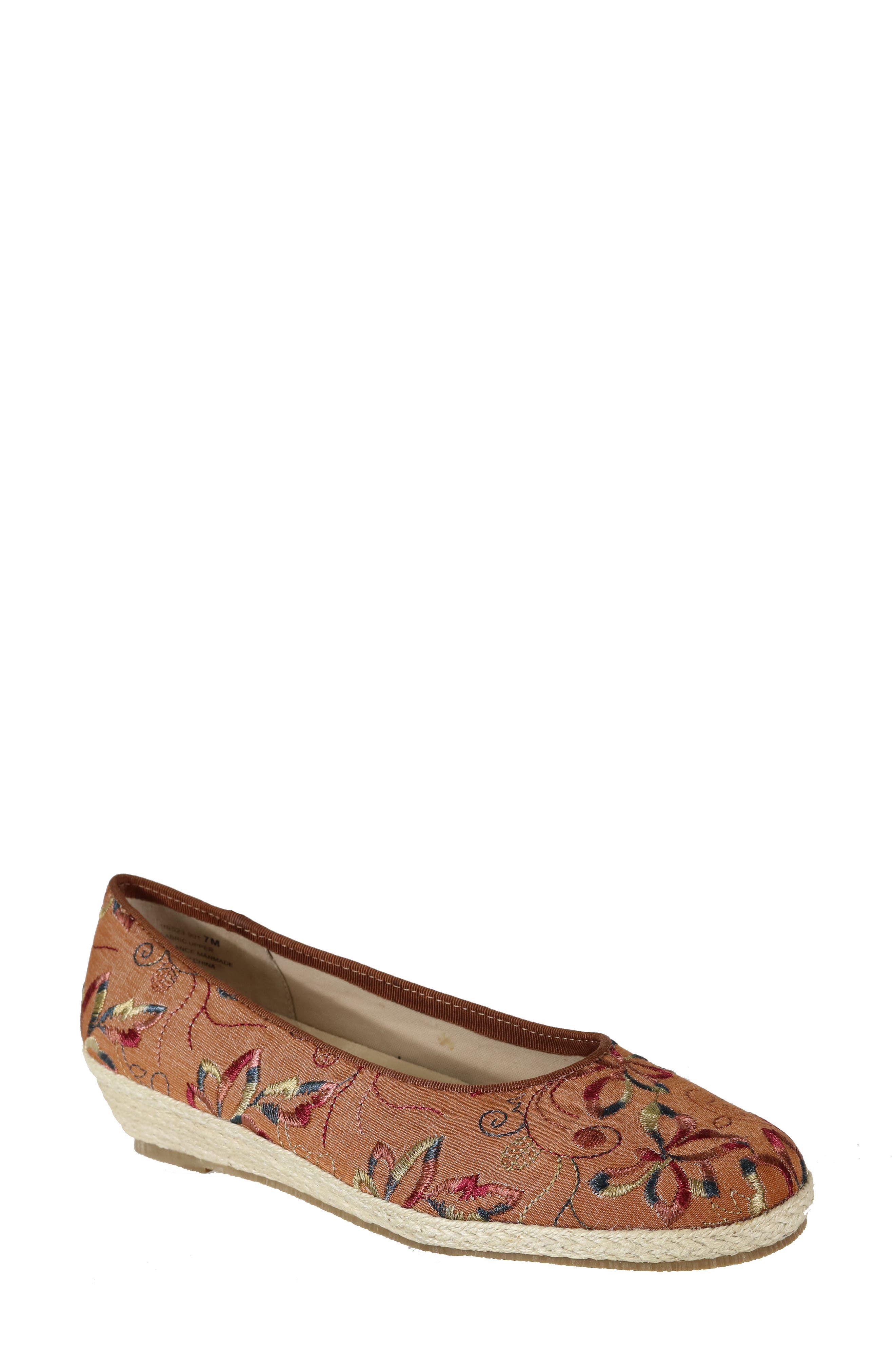 David Tate Stroll Espadrille Flat, Main, color, Rust Multi Fabric