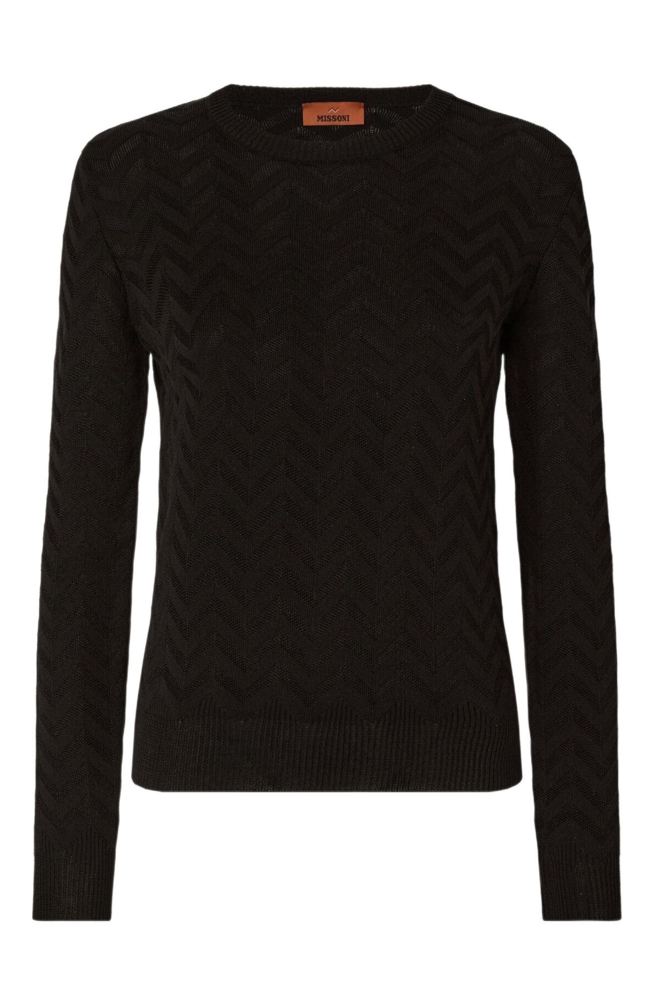 Crew-neck Stretch Pullover In Cotton And Viscose Chevron - image 2