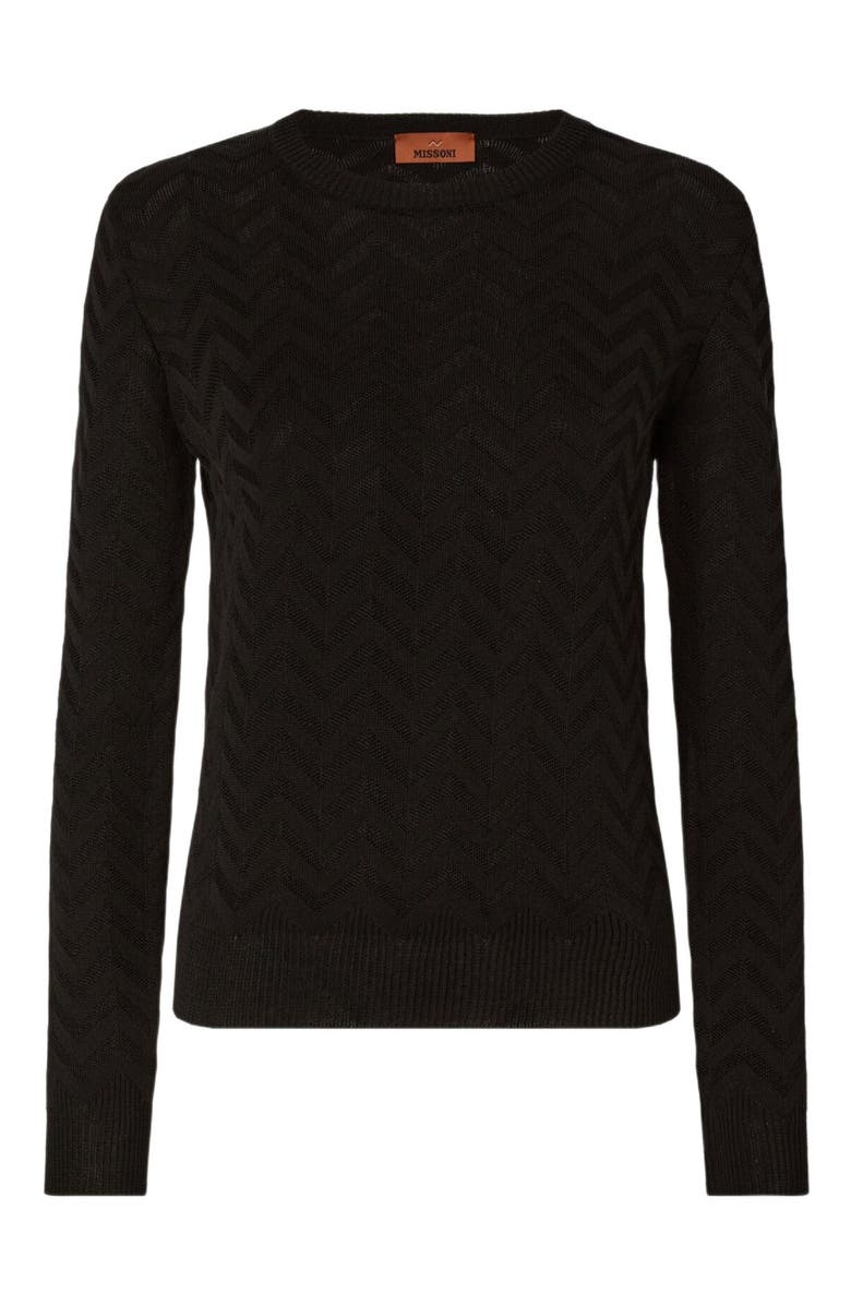 Missoni Stretch Chevron Cotton And Viscose Crewneck Sweater, Alternate, color, Black
