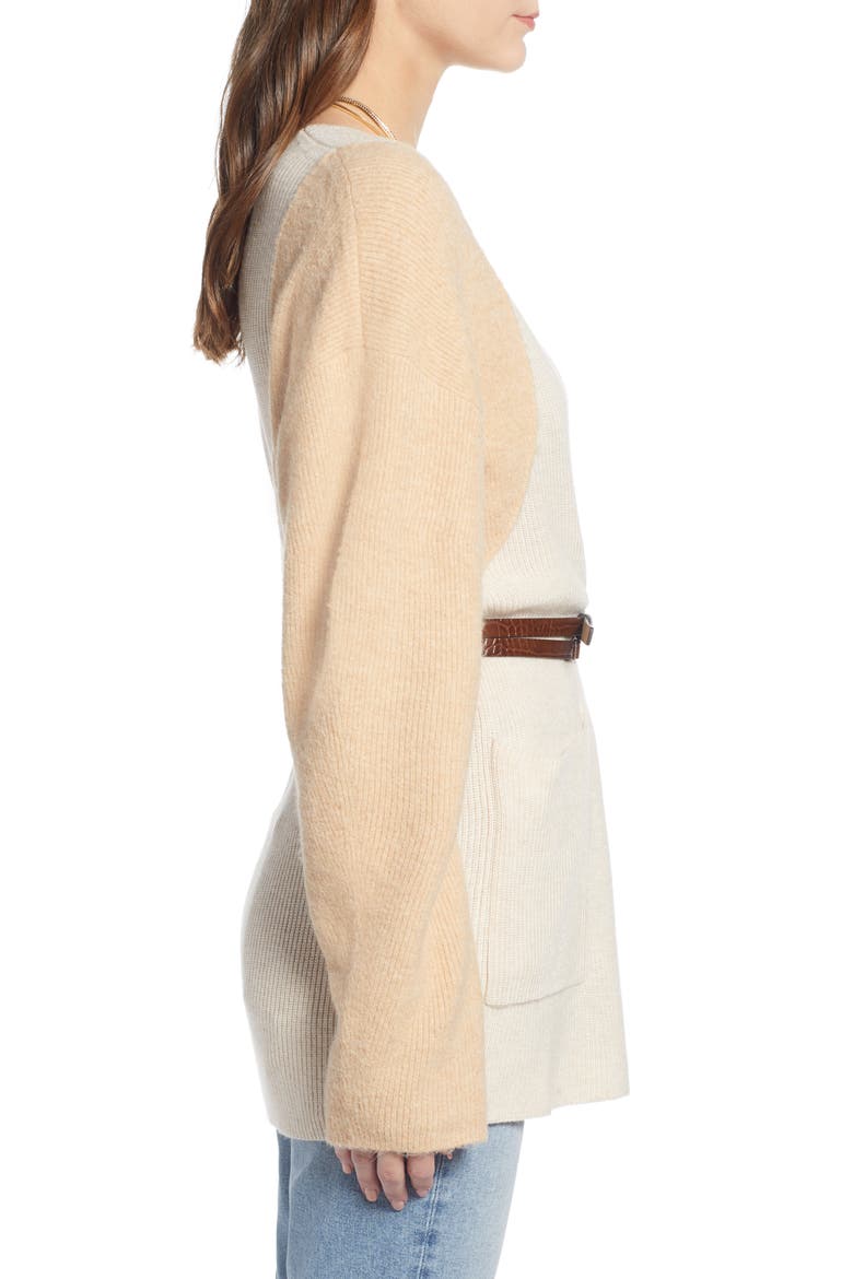 Blocked Cardigan (Nordstrom Exclusive), Alternate, color, BEIGE WHISPER COMBO