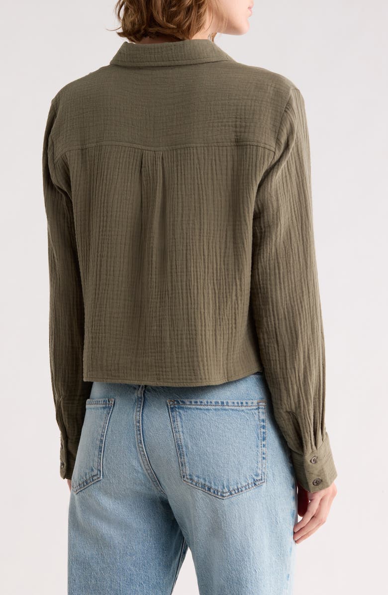 Ellen Tracy Cotton Gauze Button-Up Shirt, Alternate, color, Light Olive