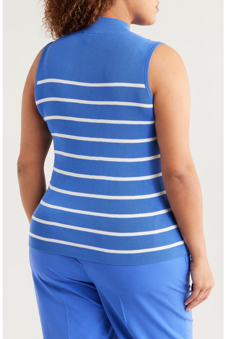 Stripe Sleeveless Mock Neck Sweater, Alternate, color, PACIFIC BLUE IVORY