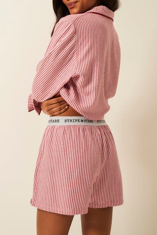 Stripe & Stare Ecovero Pyjama Shorts In Red Stripe