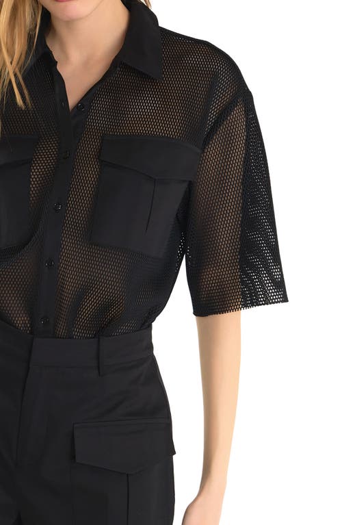 Endless Rose Pocket Mesh Shirt In Black