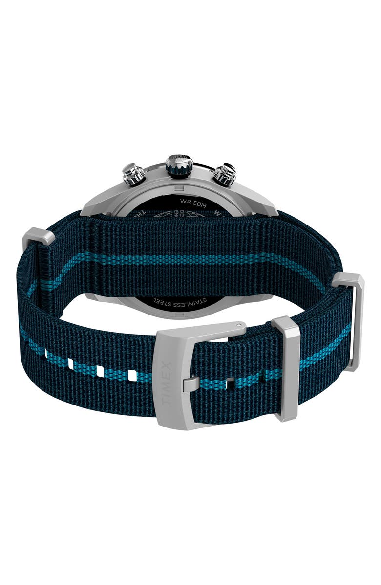Timex<sup>®</sup> Waterbury Heritage Chronograph Webbing Strap Watch, 39mm, Alternate, color, Blue
