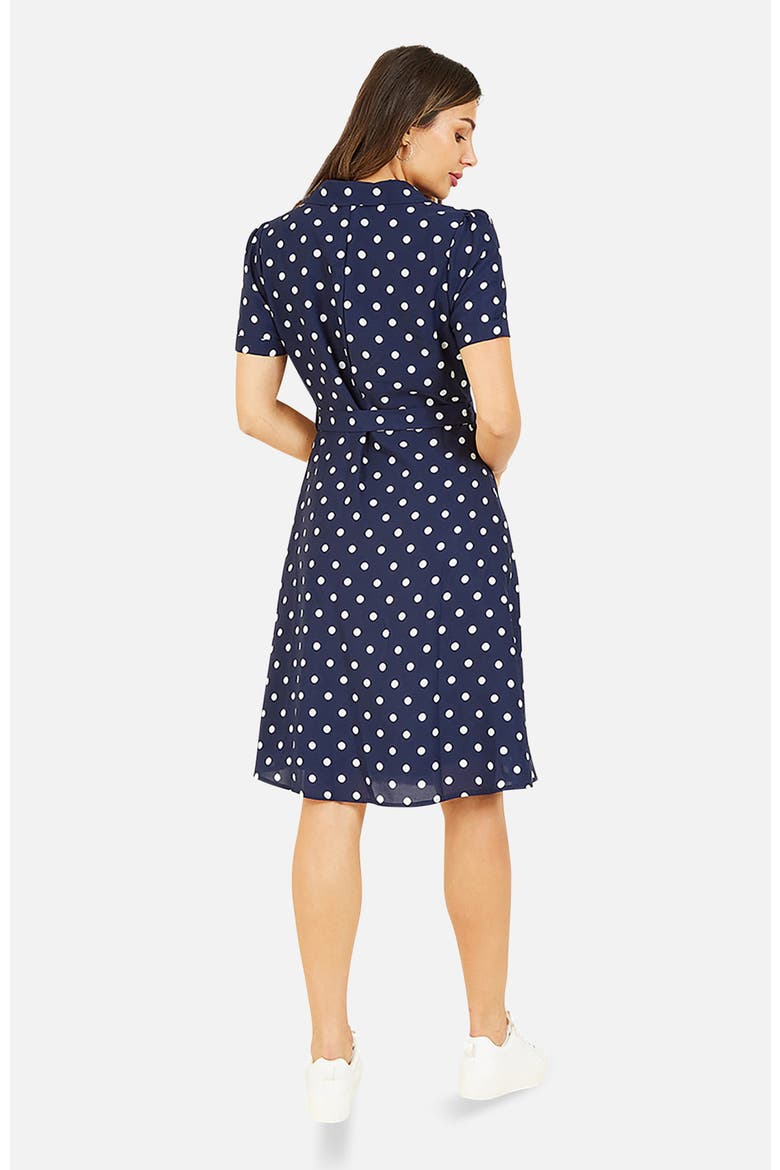 Retro Shirt Polka Dot Dress, Alternate, color, Navy
