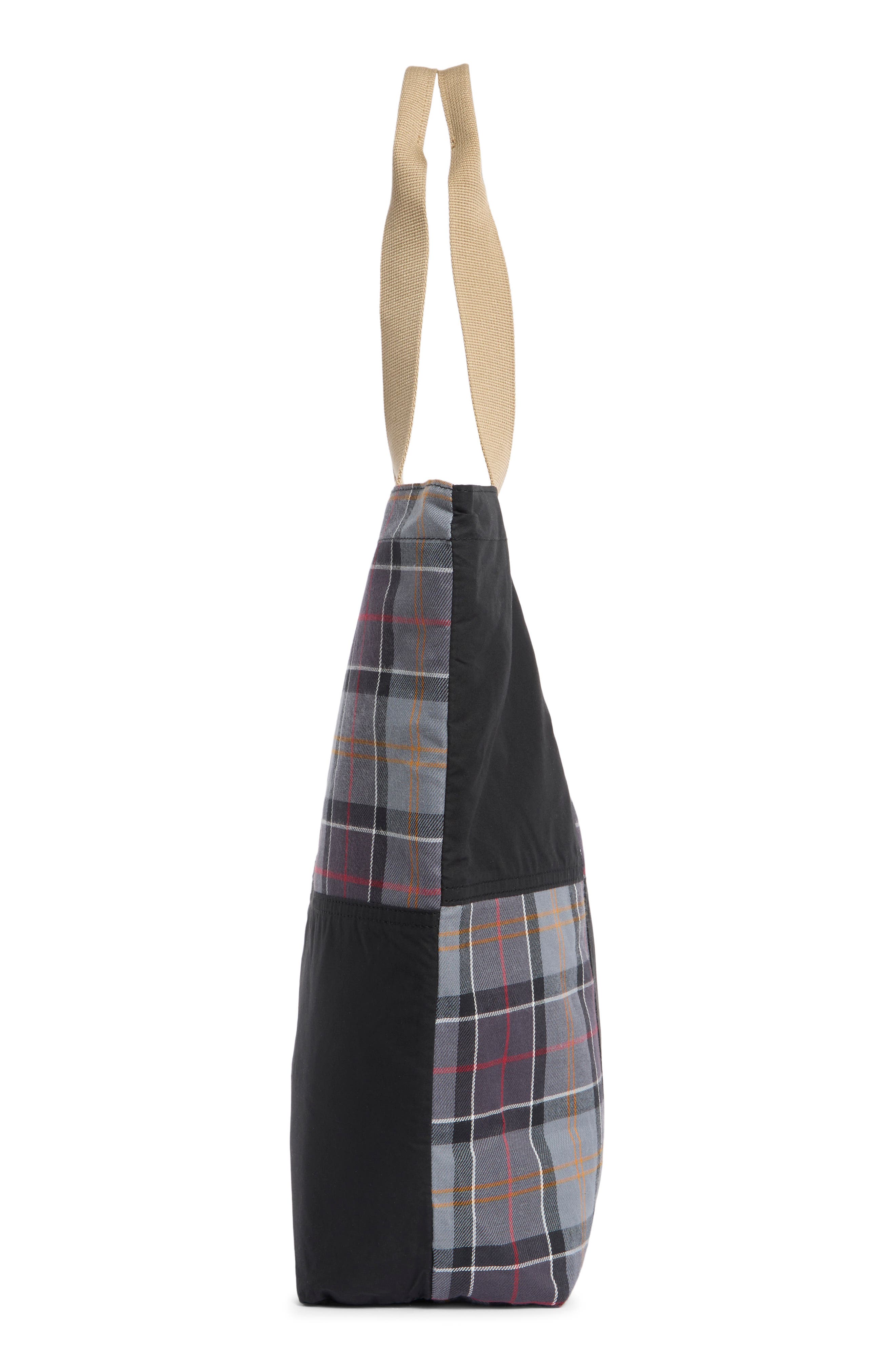 Transport Patchwork Tote, Alternate, color, BLACK/ MODERN TARTAN