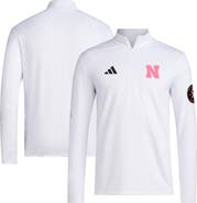 adidas Men's adidas White Nebraska Huskers Wear Pink Quarter-Zip Pullover