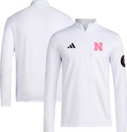 adidas Men's adidas White Nebraska Huskers Wear Pink Quarter-Zip Pullover