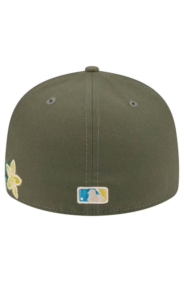 New Era Men's New Era Olive Athletics Tonal Florals 59FIFTY Fitted Hat, Alternate, color, 