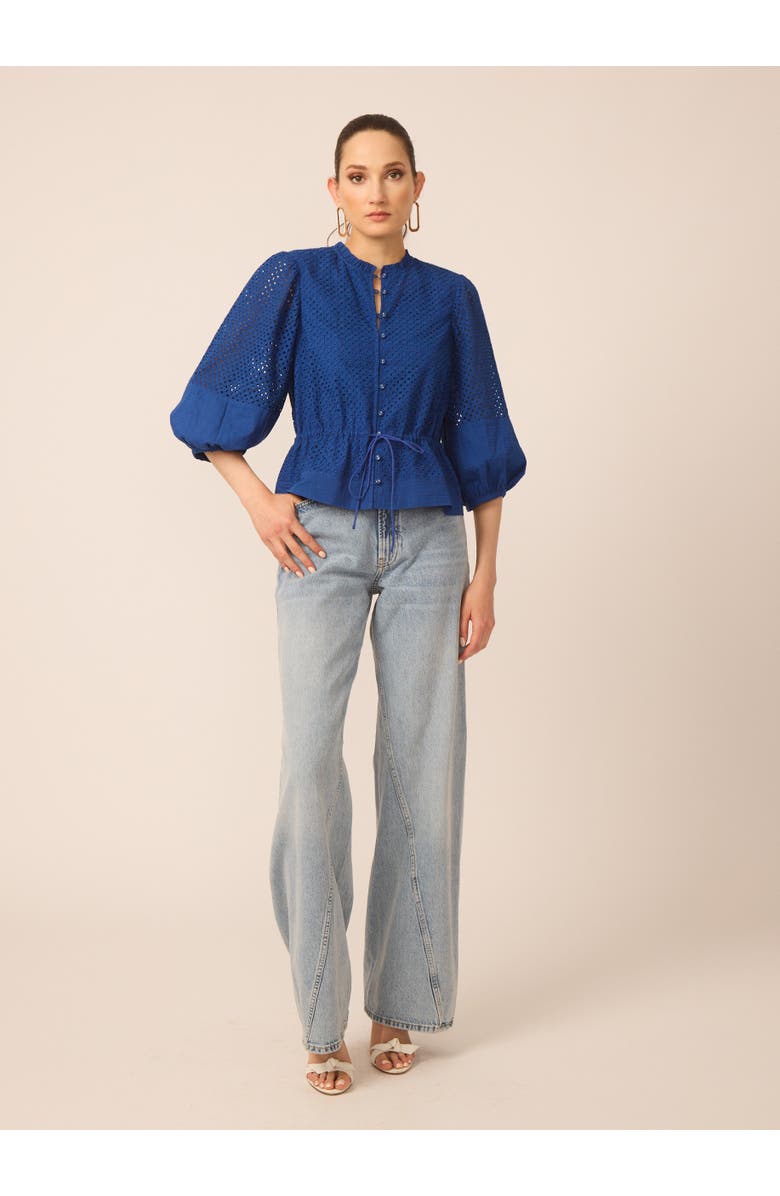 Gilner Farrar Iman Blouse, Alternate, color, Blue Eyelet