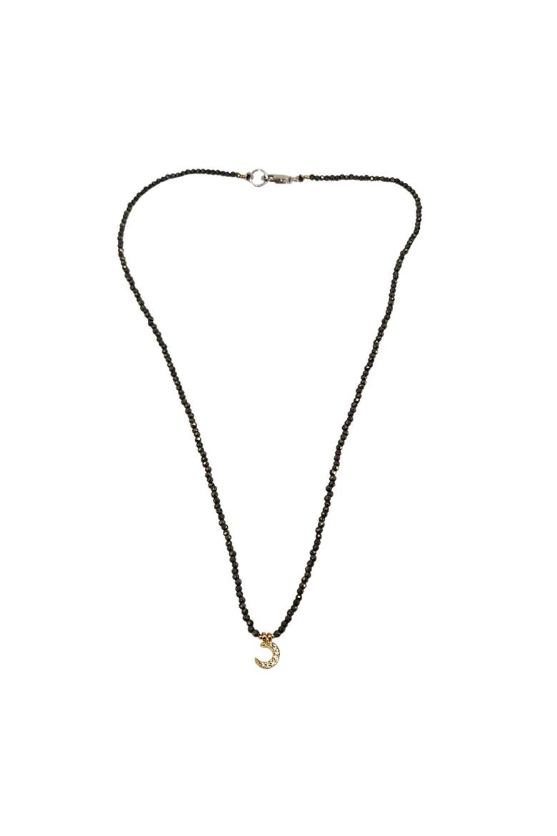 Hematite Micro Bead Moon Choker, Alternate, color, black