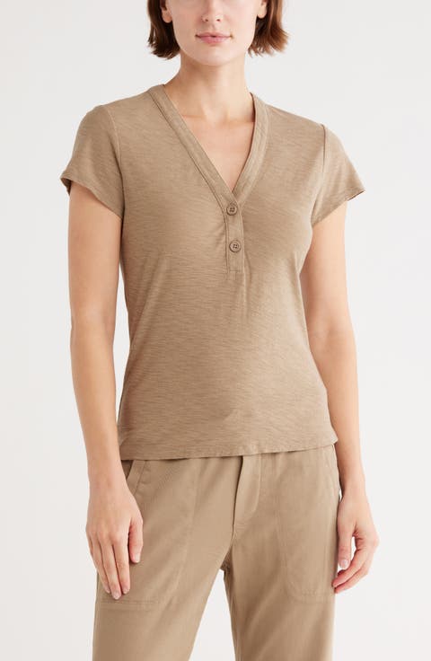 V-Neck Cotton Blend Henley
