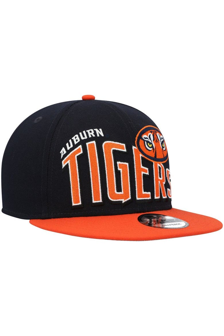 Men's New Era Navy Auburn Tigers Two-Tone Vintage Wave 9FIFTY Snapback Hat, Alternate, color, Navy