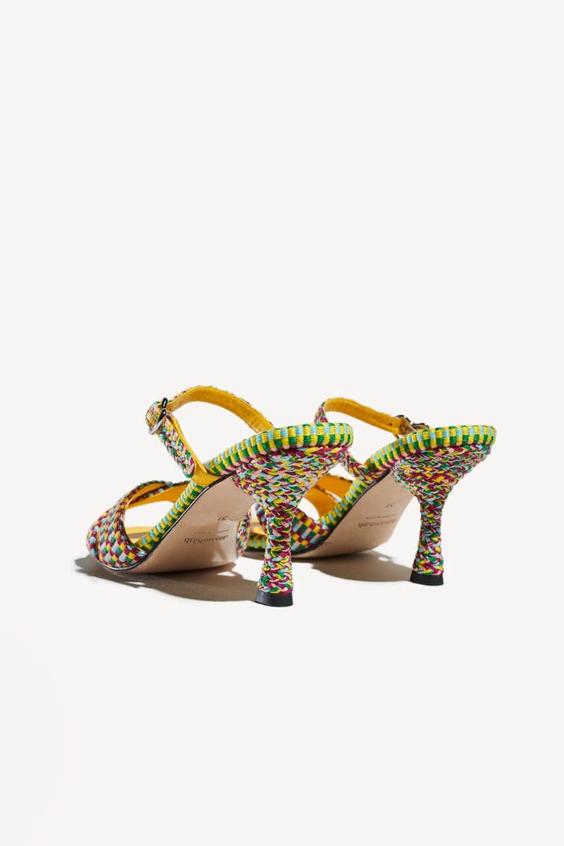 Irene Handwoven Sculptural Heel Mule Sandal, Alternate, color, Caribe