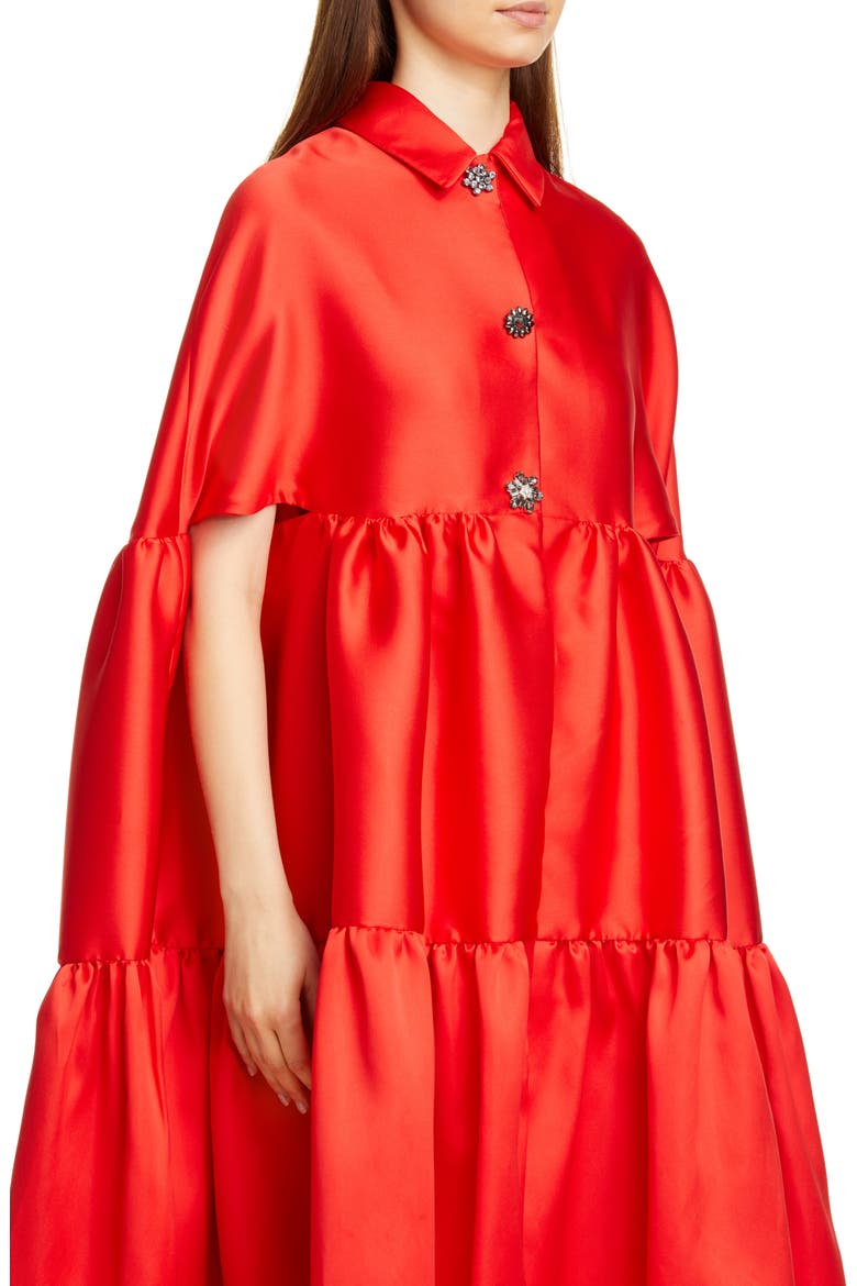 Tiered Satin Cape, Alternate, color, SCARLET