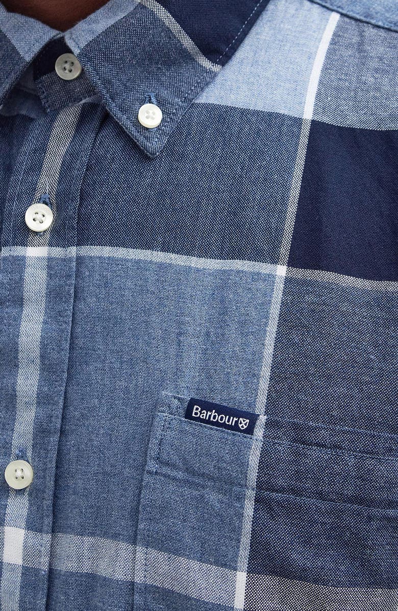 Barbour Doughill Plaid Short Sleeve Linen & Cotton Button-Down Shirt, Alternate, color, Berwick Blue