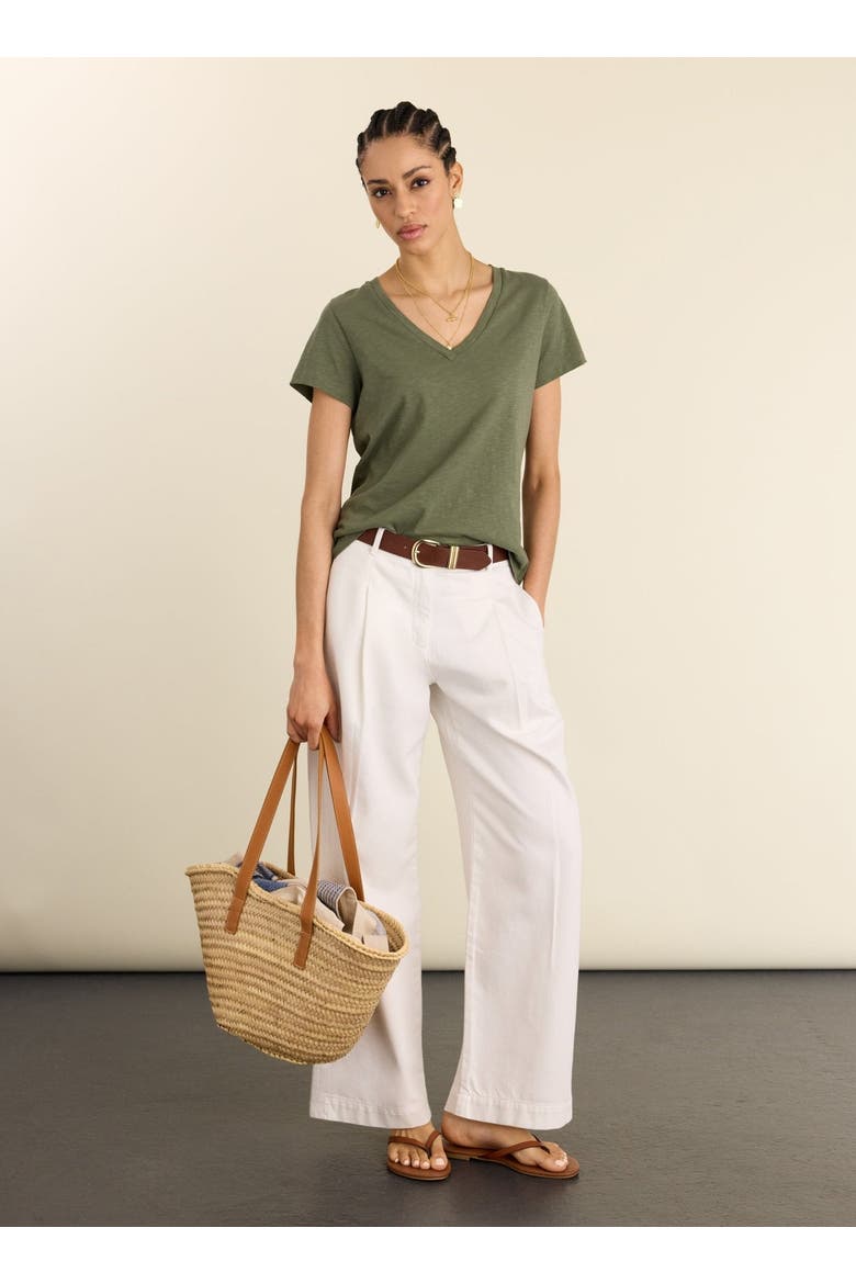 Hanorah V-Neck T-Shirt, Alternate, color, Light Khaki