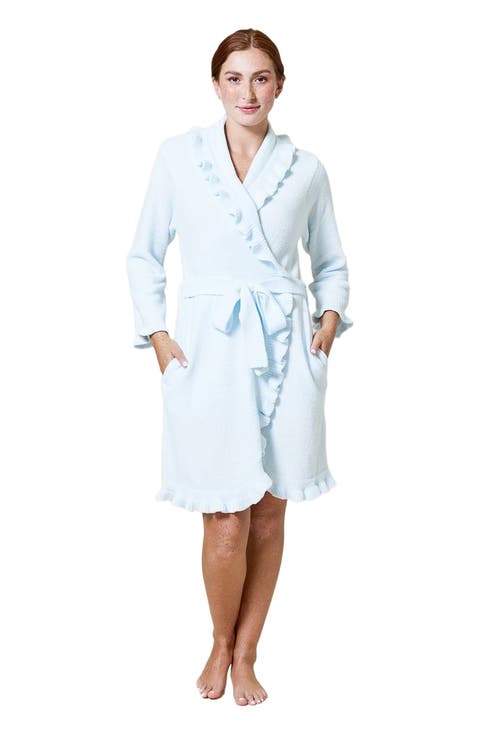 Knee-Length Ruffle Chenille Robe