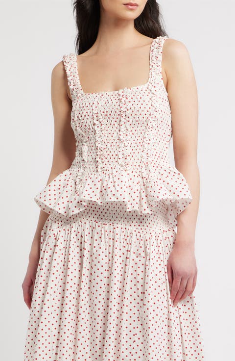 Raphi Smocked Peplum Cami