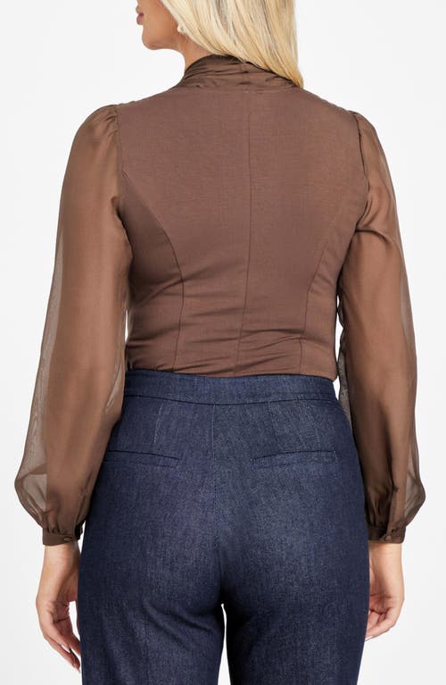 Marciano Daria Silk Bodysuit In Brown