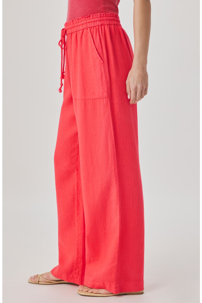 Stella Paperbag Linen Wide Leg Pants, Alternate, color, SCARLET RED