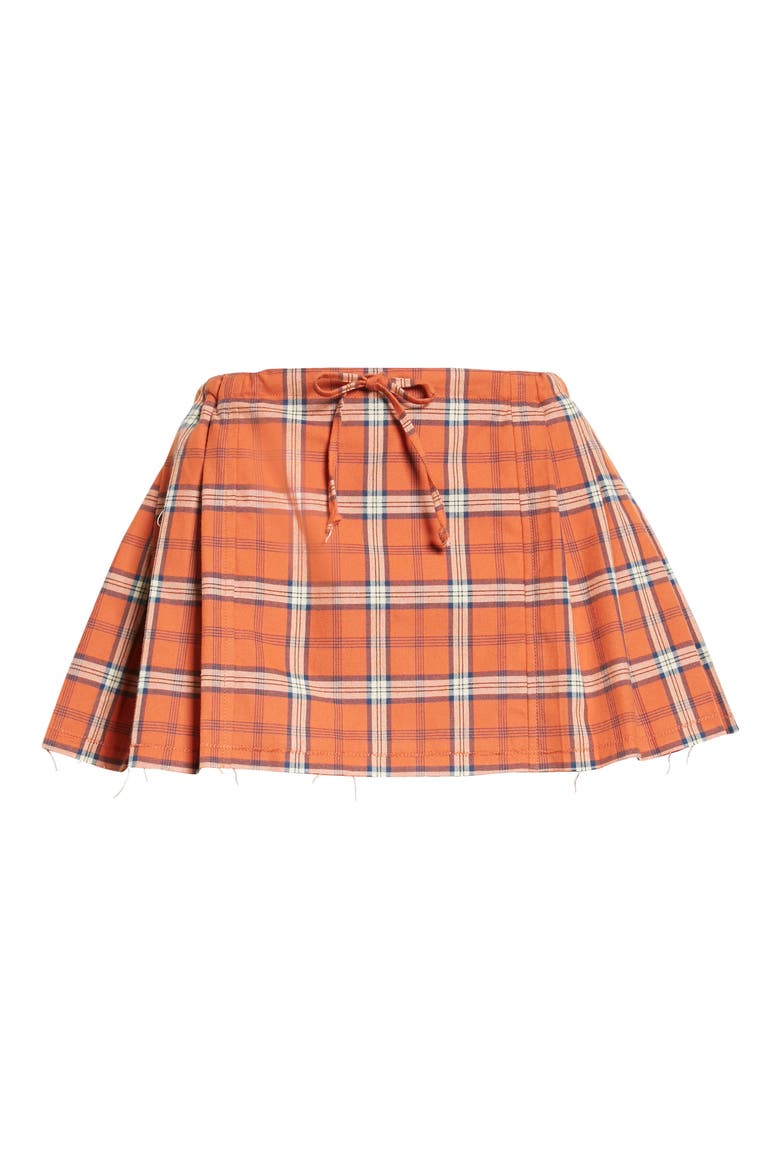 Thistle Plaid Cotton Flannel Miniskirt, Alternate, color, ORANGE PLAID