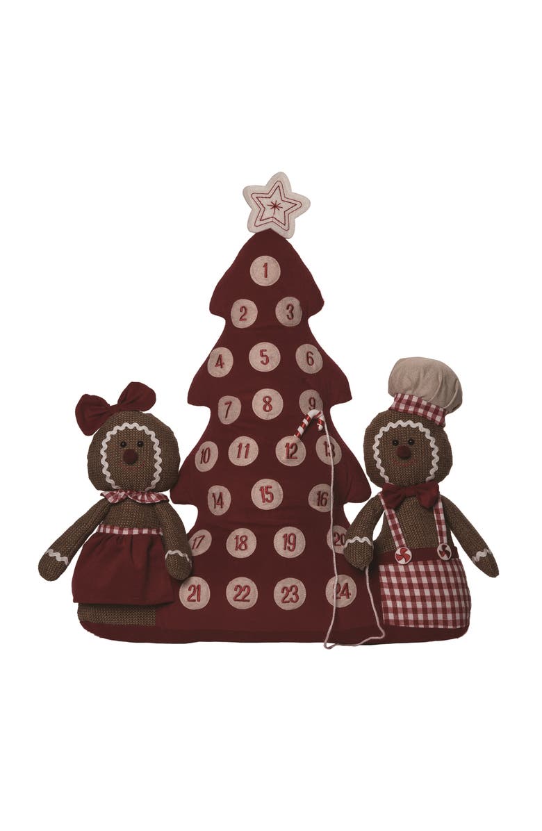 Transpac Multicolor Plush Gingerbread Advent Calendar Soft Polyester Decor, Main, color, Brown