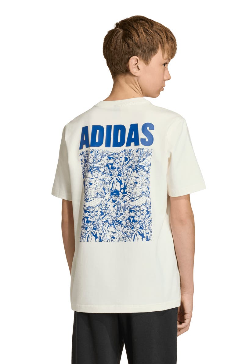 adidas Originals x Marvel Kids' Avengers Graphic T-Shirt, Alternate, color, Off White/ Ray Blue