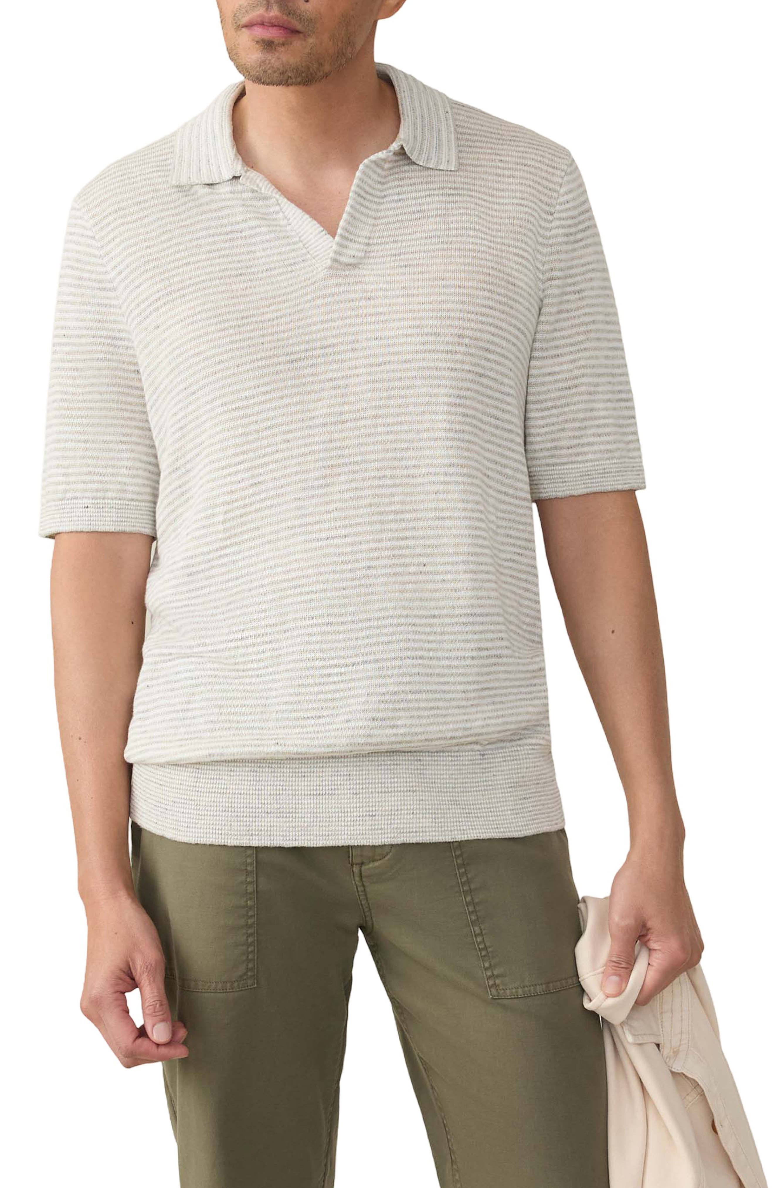 Faherty Stripe Linen Sweater Polo