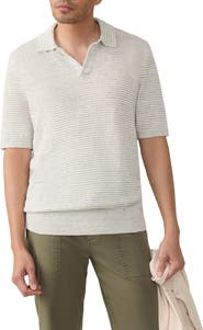 Faherty Stripe Linen Sweater Polo