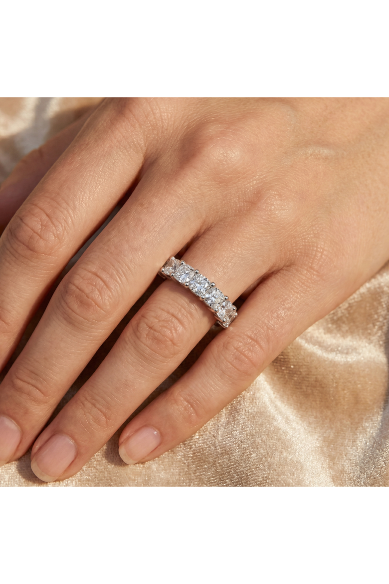 1 3/8Ct Cushion Cut Seven Stone Wedding Ring 14k Gold Lab Grown, Alternate, color, 14k Yellow Gold