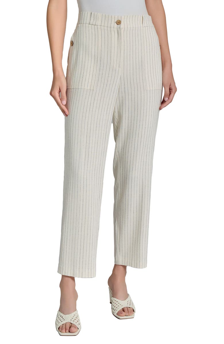 Jones New York Pinstripe High Waist Straight Leg Pants, Main, color, 