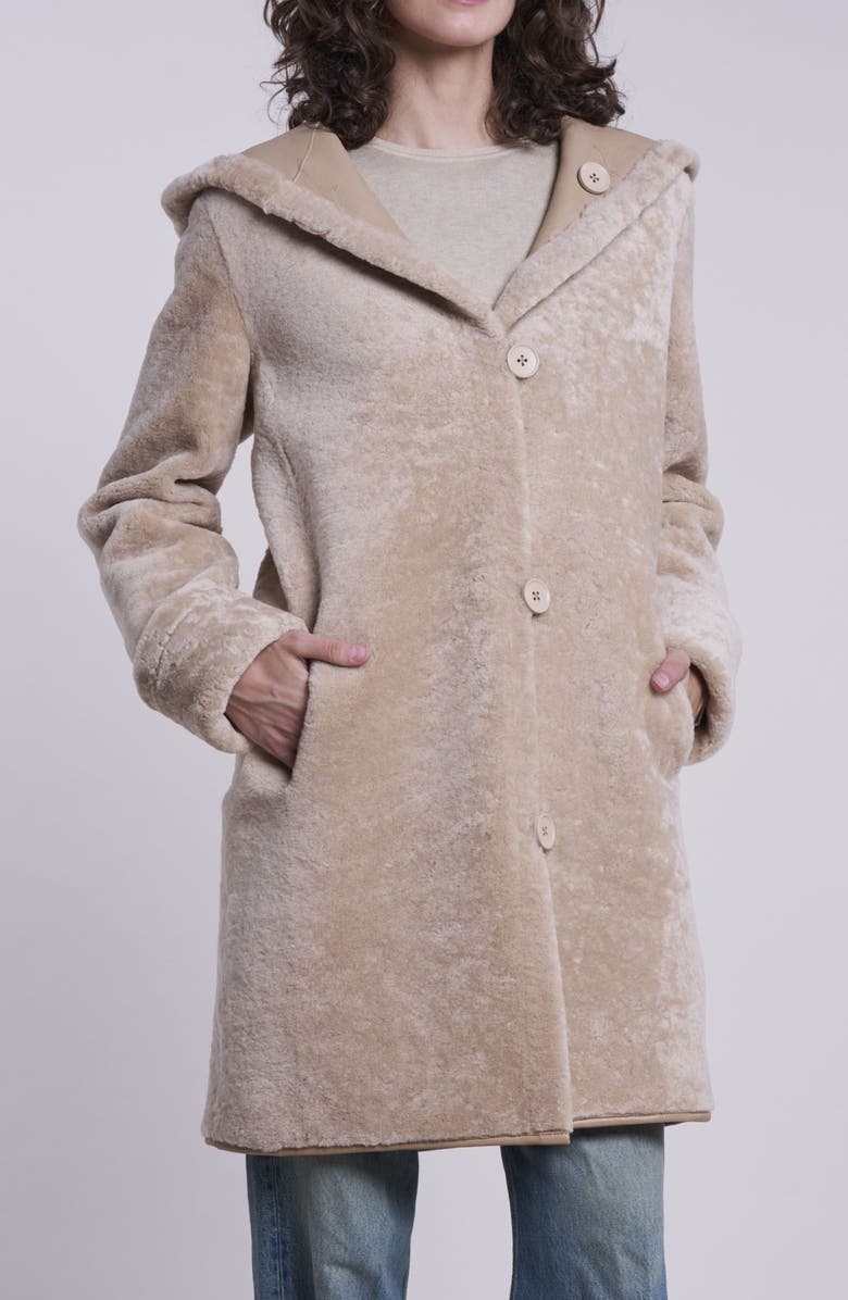 Blue Duck Reversible Genuine Shearling Jacket, Main, color, Beige