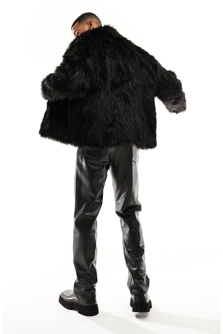 Faux Fur Jacket, Alternate, color, BLACK